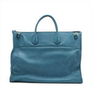 Gucci Leather Logo Blue Bag Tote